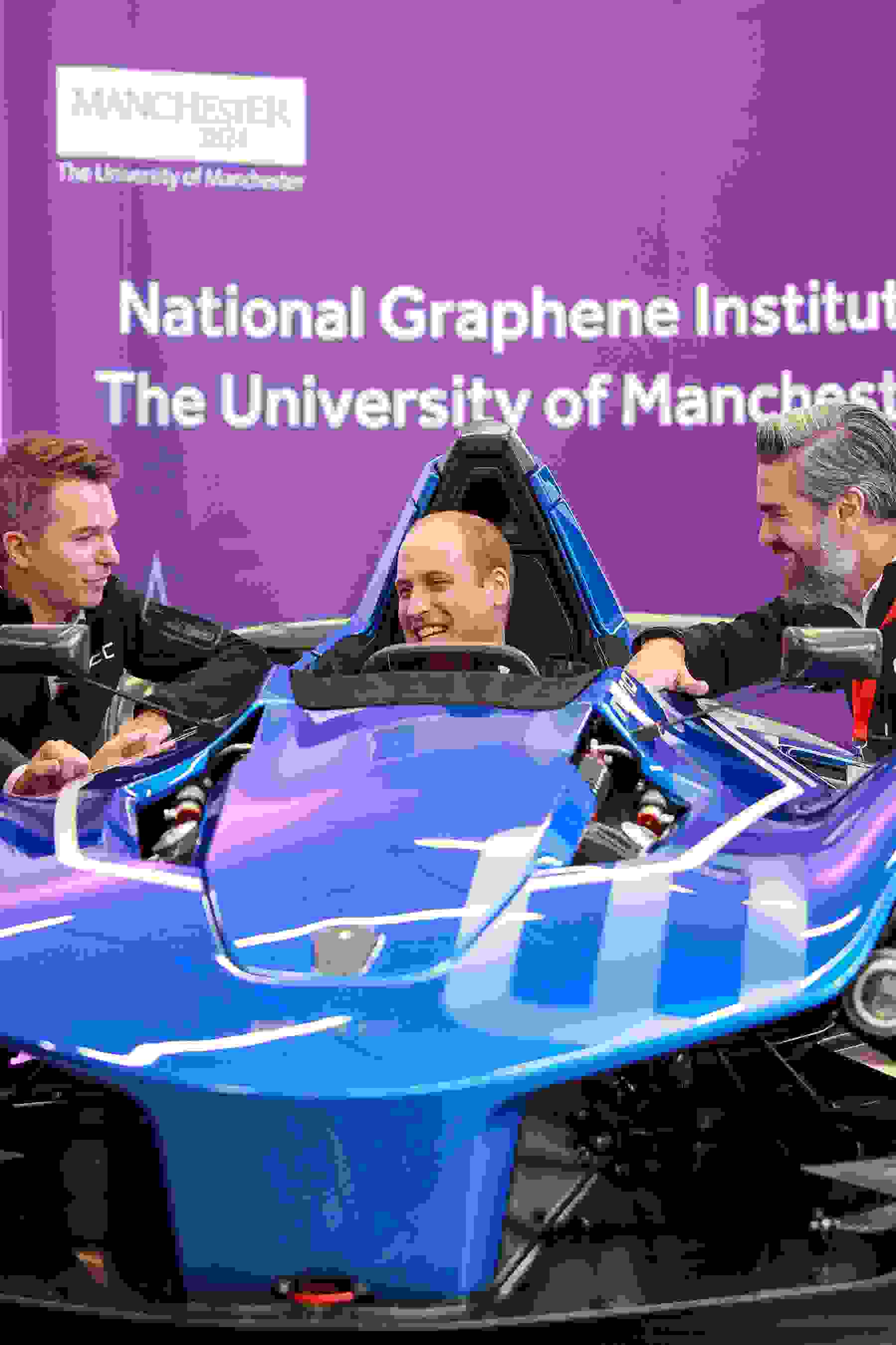 On a quick trip to Manchester, Prince William took to the cockpit of the single-seater BAC Mono at The University of Manchester’s National Graphene Institute. A graphene composite makes up the rear wheel arches of the Mono for weight-saving and body-strengthening benefits. See the car in person in our exhibition hall! Credit: The University of Manchester